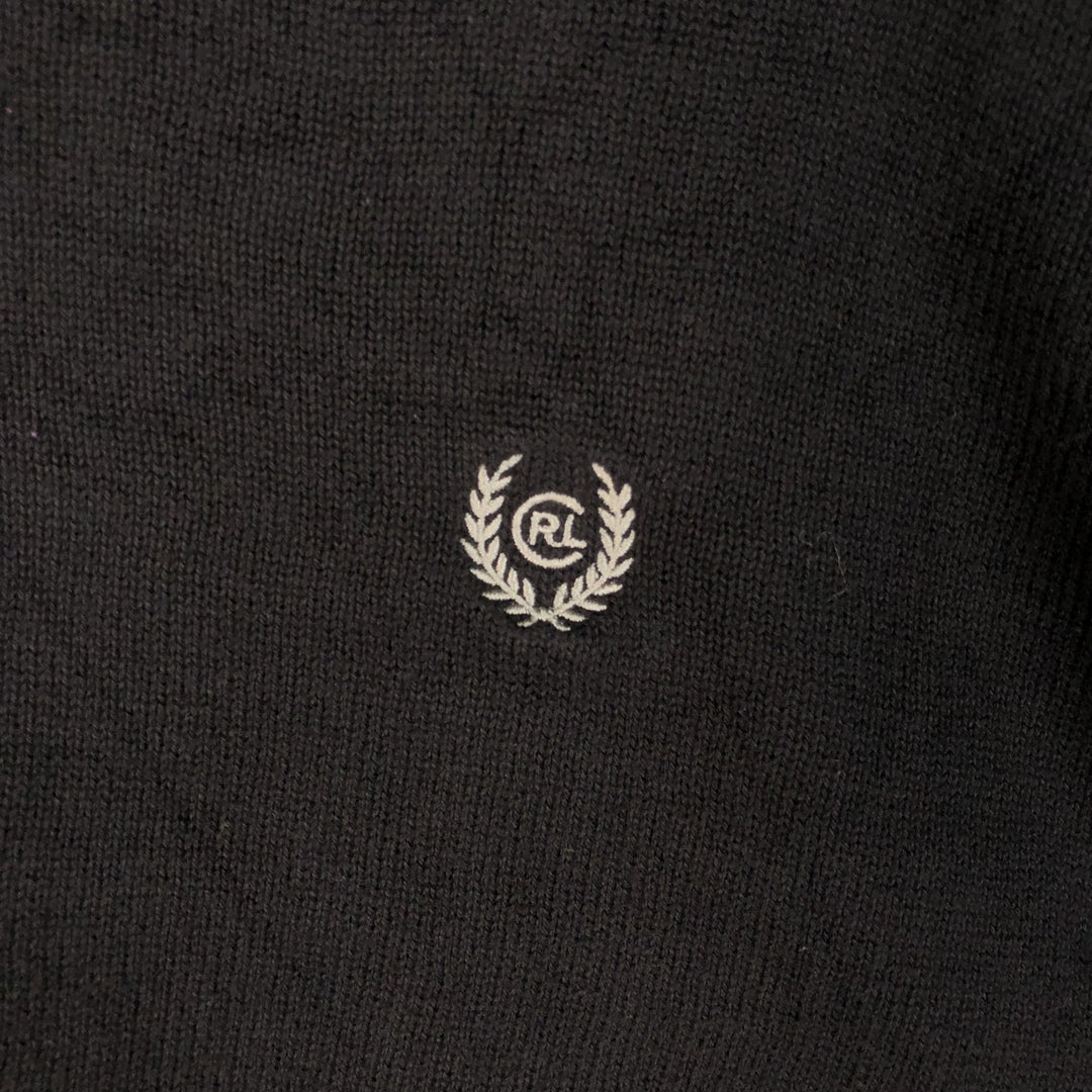 Ralph Lauren Chaps V-neck cotton knit sweater, size L, men's cotton black type Vintage Second Hand