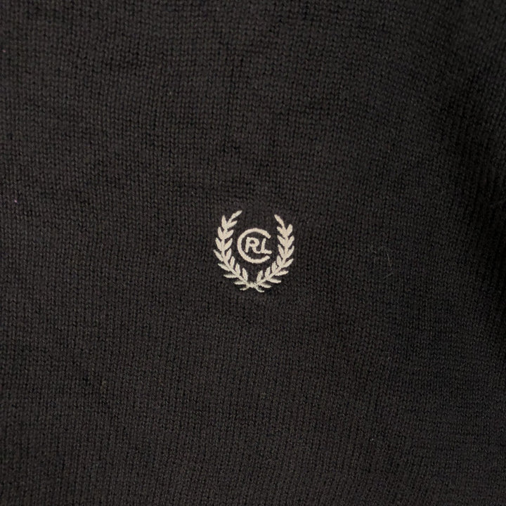 Ralph Lauren Chaps V-neck cotton knit sweater, size L, men's cotton black type Vintage Second Hand