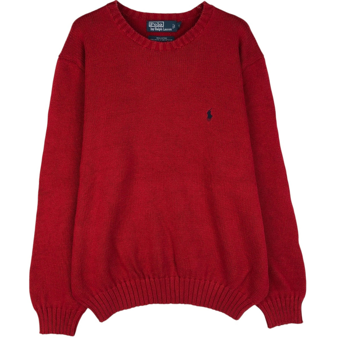 Ralph Lauren POLO by Ralph Lauren Cotton Knit Sweater Men's L size cotton red type Vintage Second Hand