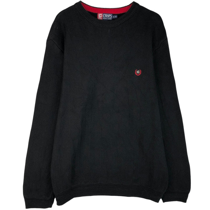 Ralph Lauren CHAPS Herringbone Cotton Knit Sweater Men's XL cotton black type Vintage Second Hand