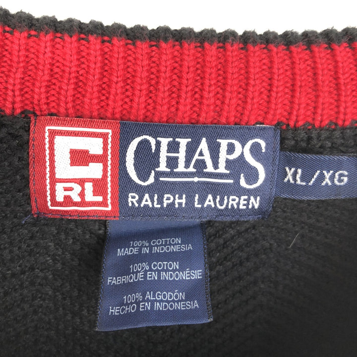 Ralph Lauren CHAPS Herringbone Cotton Knit Sweater Men's XL cotton black type Vintage Second Hand