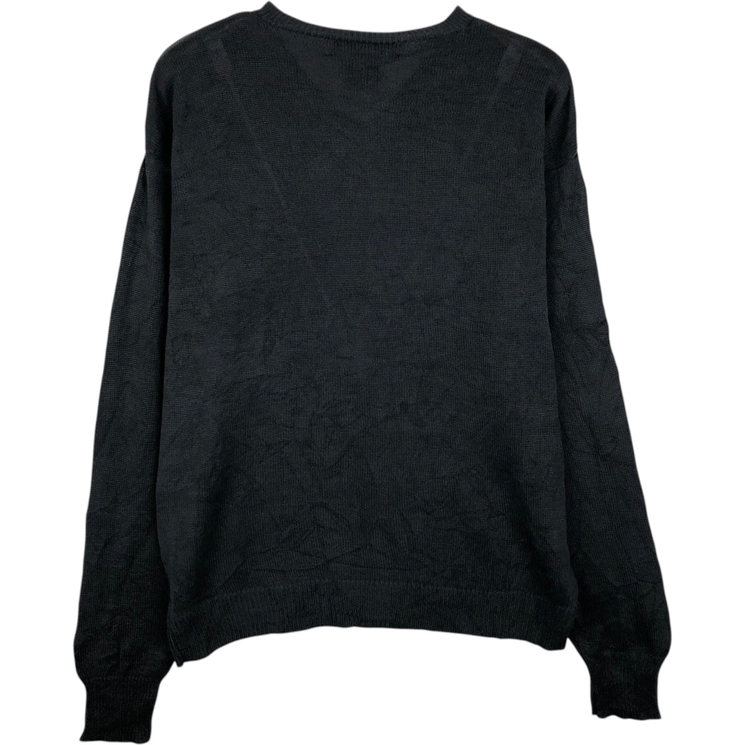 Ralph Lauren V-neck silk knit sweater, men's size L (approx.) silk black type Vintage Second Hand