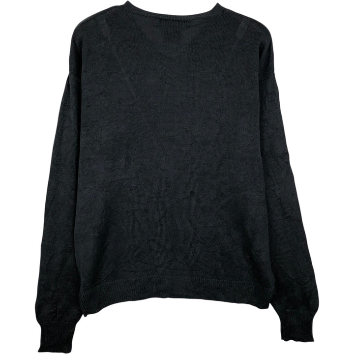 Ralph Lauren V-neck silk knit sweater, men's size L (approx.) silk black type Vintage Second Hand
