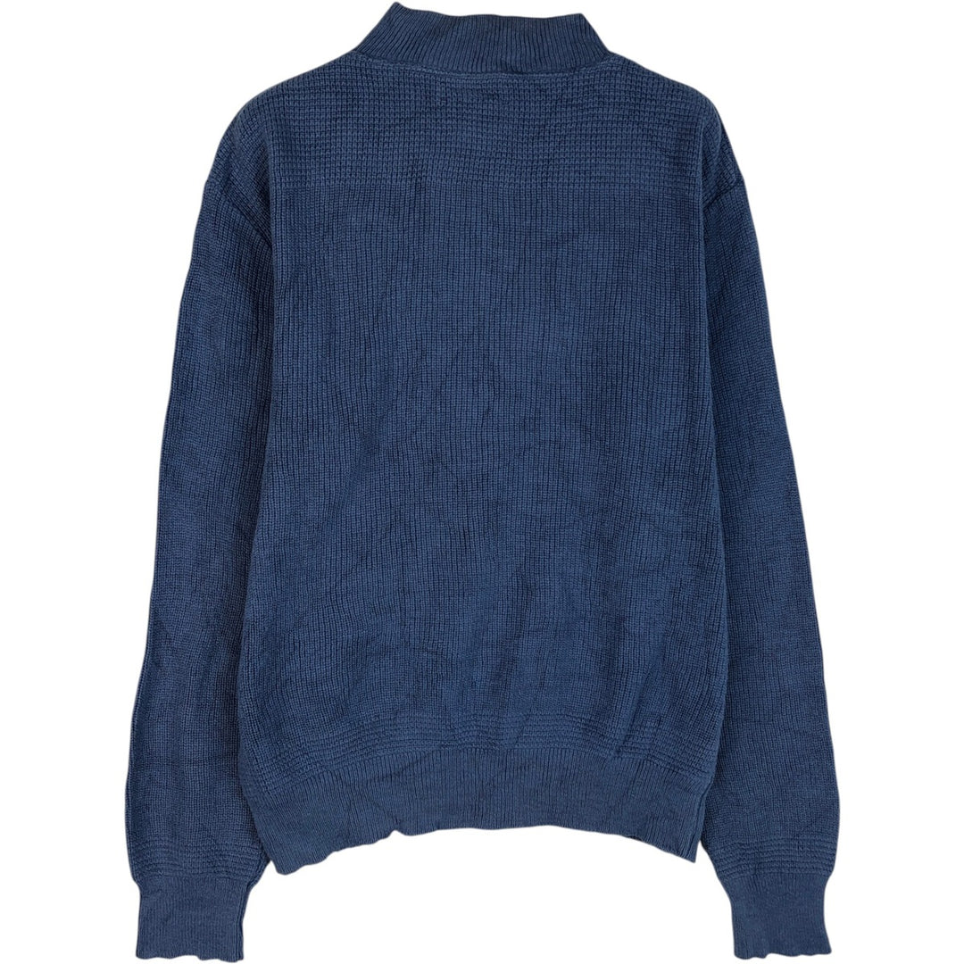 ~90'S LLBean Rib-Knit Cotton Half-Button Sweater, Made in USA, Men's Size S (Equivalent), Vintage cotton blue type Vintage Second Hand