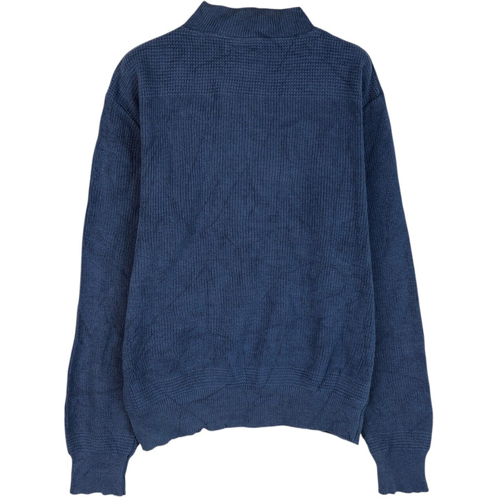 ~90'S LLBean Rib-Knit Cotton Half-Button Sweater, Made in USA, Men's Size S (Equivalent), Vintage cotton blue type Vintage Second Hand
