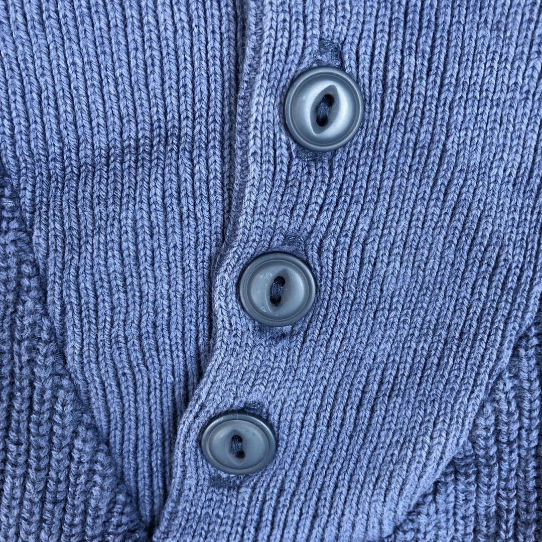 ~90'S LLBean Rib-Knit Cotton Half-Button Sweater, Made in USA, Men's Size S (Equivalent), Vintage cotton blue type Vintage Second Hand