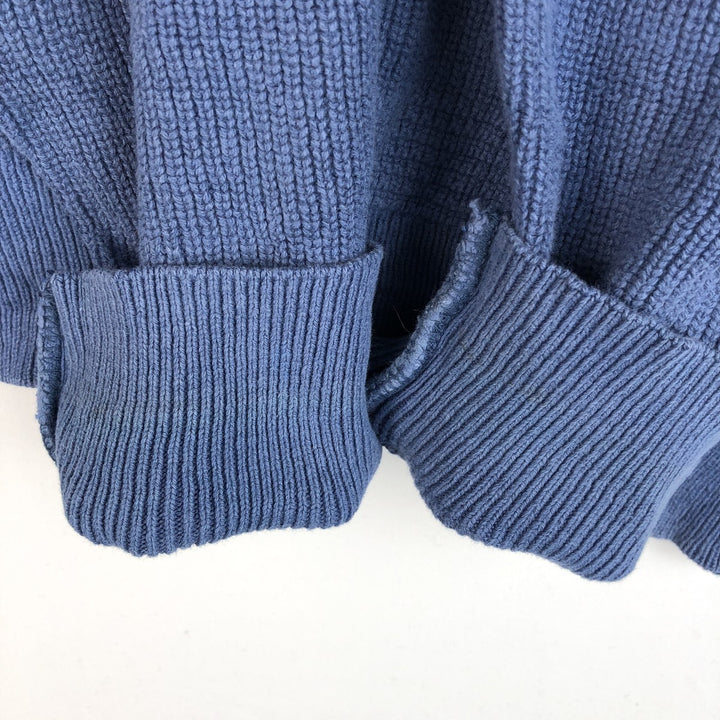 ~90'S LLBean Rib-Knit Cotton Half-Button Sweater, Made in USA, Men's Size S (Equivalent), Vintage cotton blue type Vintage Second Hand