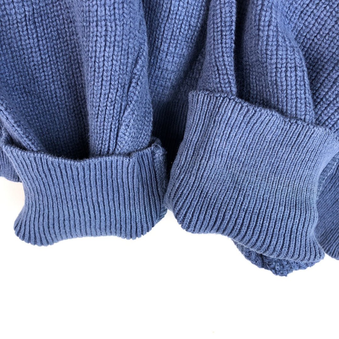 ~90'S LLBean Rib-Knit Cotton Half-Button Sweater, Made in USA, Men's Size S (Equivalent), Vintage cotton blue type Vintage Second Hand