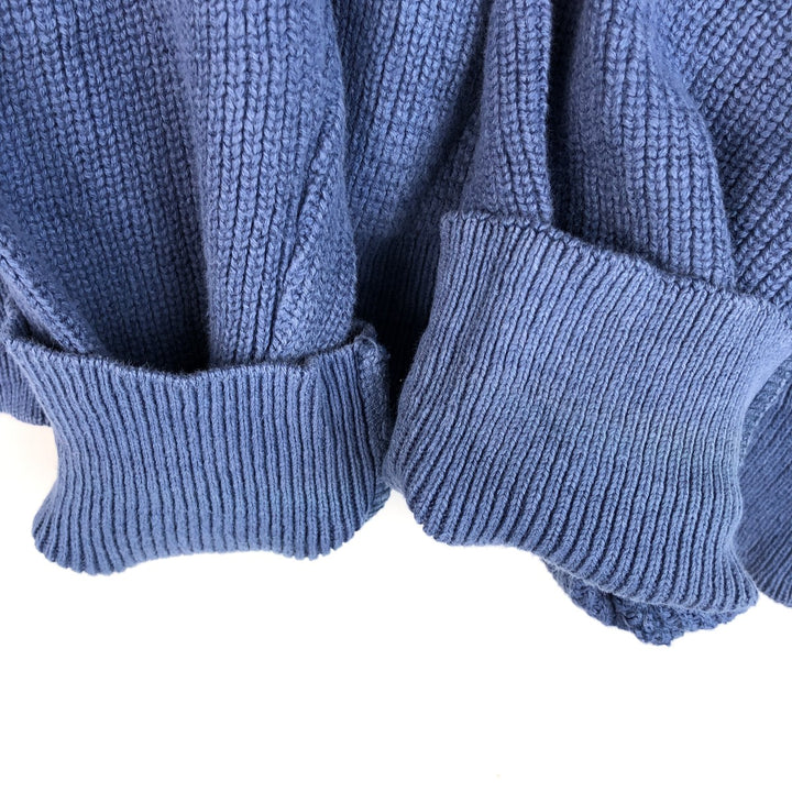 ~90'S LLBean Rib-Knit Cotton Half-Button Sweater, Made in USA, Men's Size S (Equivalent), Vintage cotton blue type Vintage Second Hand