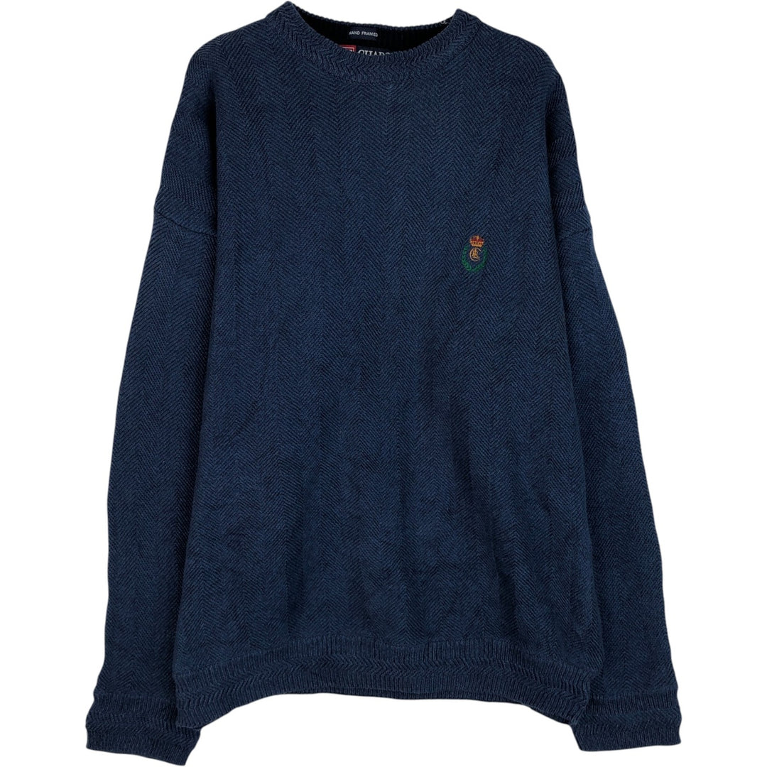 Ralph Lauren CHAPS Herringbone Cotton Knit Sweater Men's XL cotton blue type Vintage Second Hand
