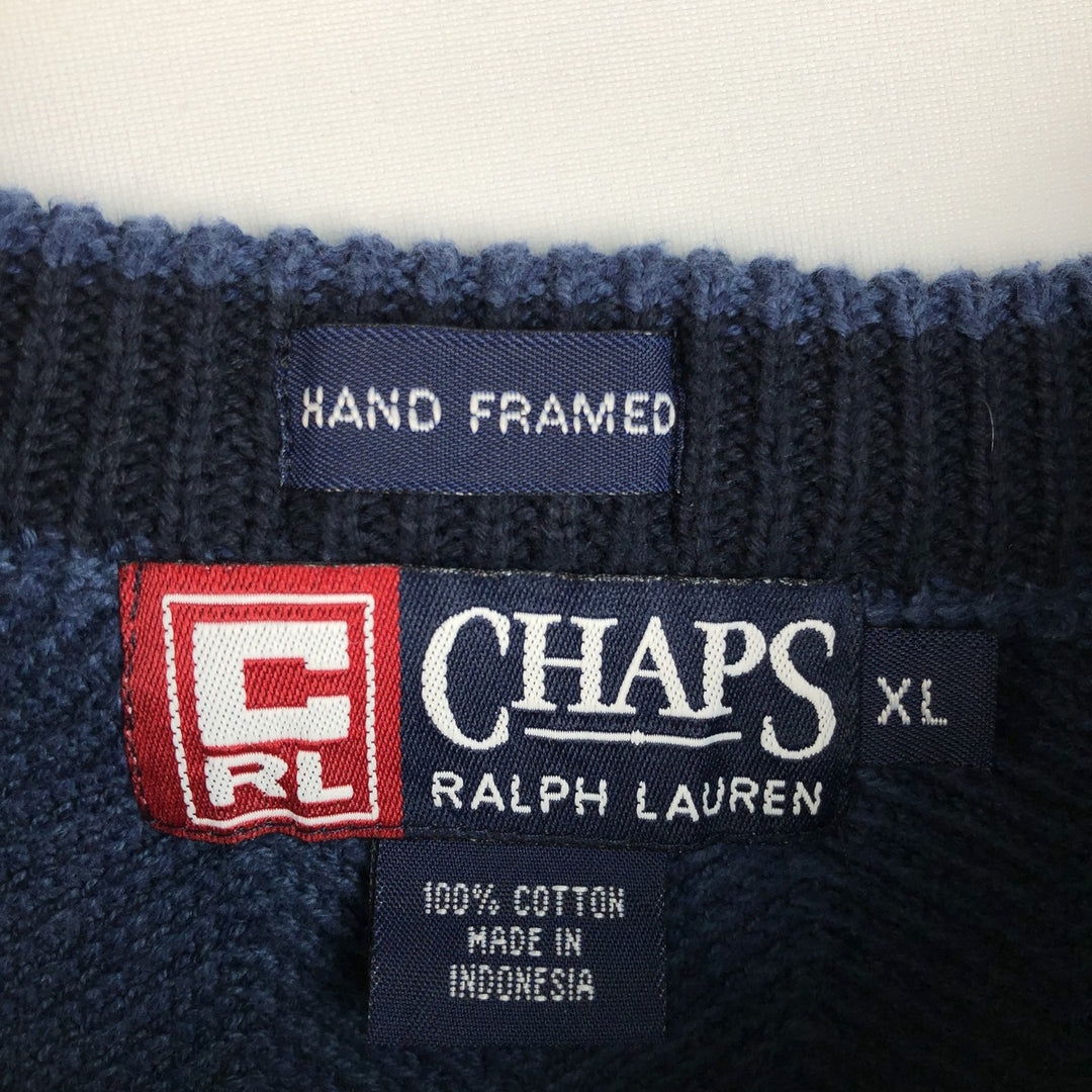 Ralph Lauren CHAPS Herringbone Cotton Knit Sweater Men's XL cotton blue type Vintage Second Hand