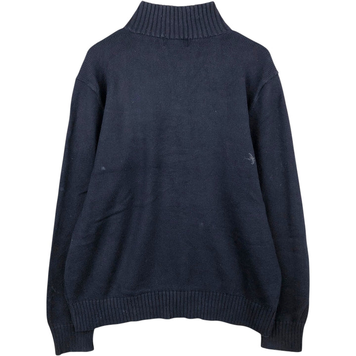 Ralph Lauren POLO by Ralph Lauren Cotton Knit Half Button Sweater Men's L size cotton navy blue type Vintage Second Hand