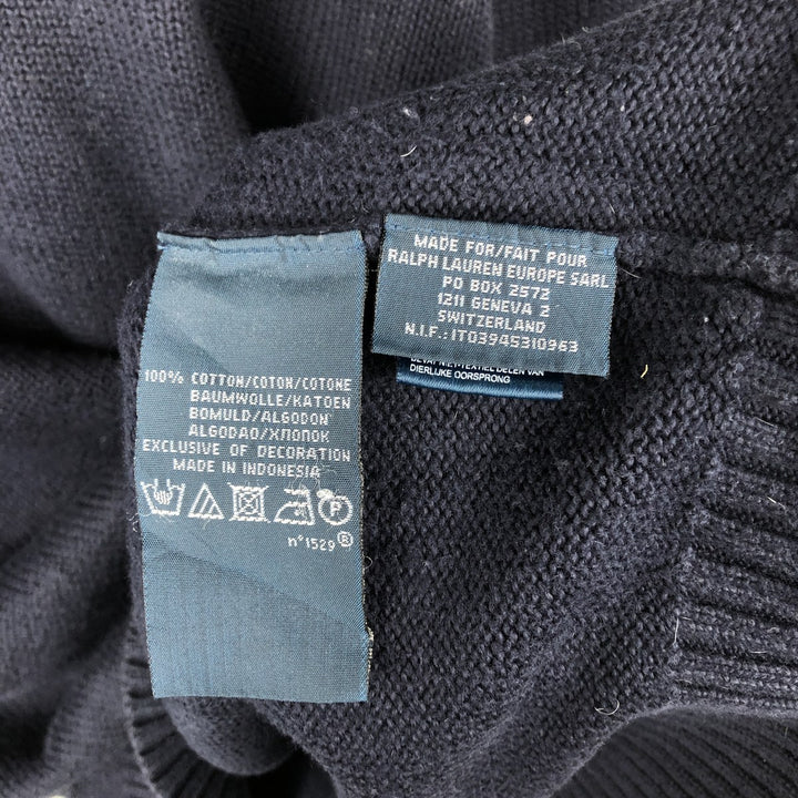 Ralph Lauren POLO by Ralph Lauren Cotton Knit Half Button Sweater Men's L size cotton navy blue type Vintage Second Hand