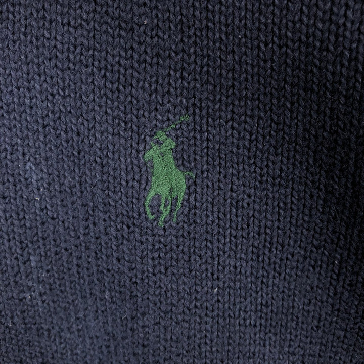 Ralph Lauren POLO by Ralph Lauren Cotton Knit Half Button Sweater Men's L size cotton navy blue type Vintage Second Hand
