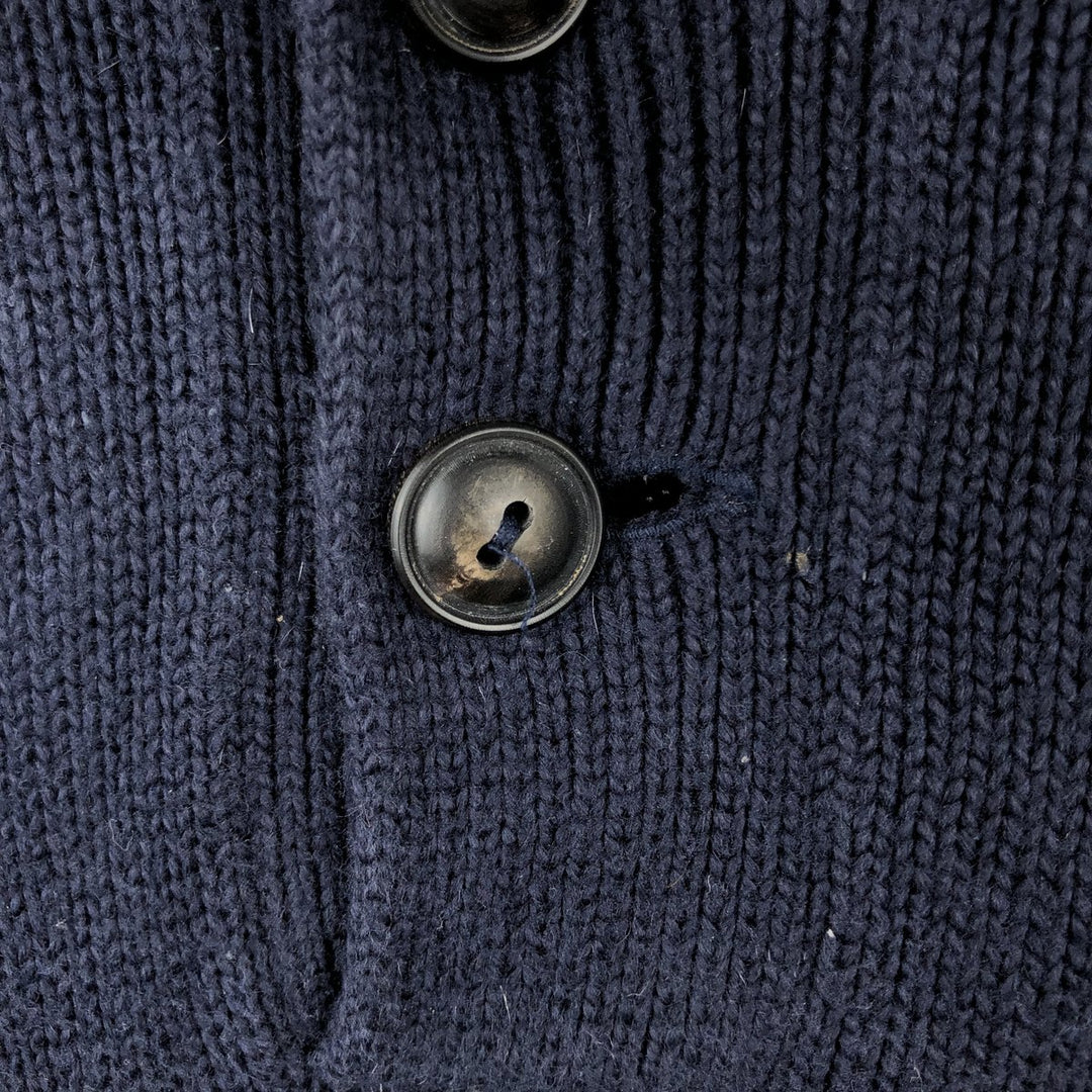 Ralph Lauren POLO by Ralph Lauren Cotton Knit Half Button Sweater Men's L size cotton navy blue type Vintage Second Hand