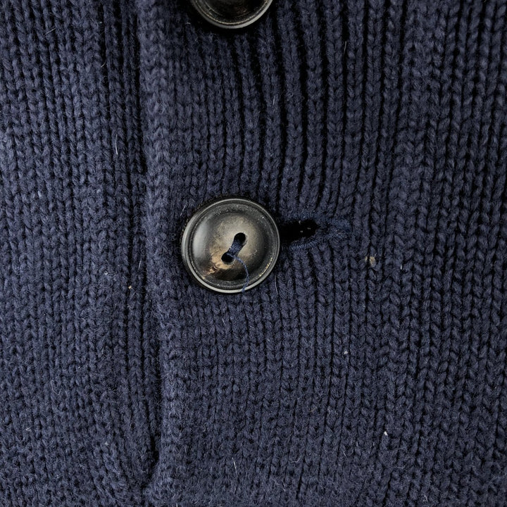 Ralph Lauren POLO by Ralph Lauren Cotton Knit Half Button Sweater Men's L size cotton navy blue type Vintage Second Hand