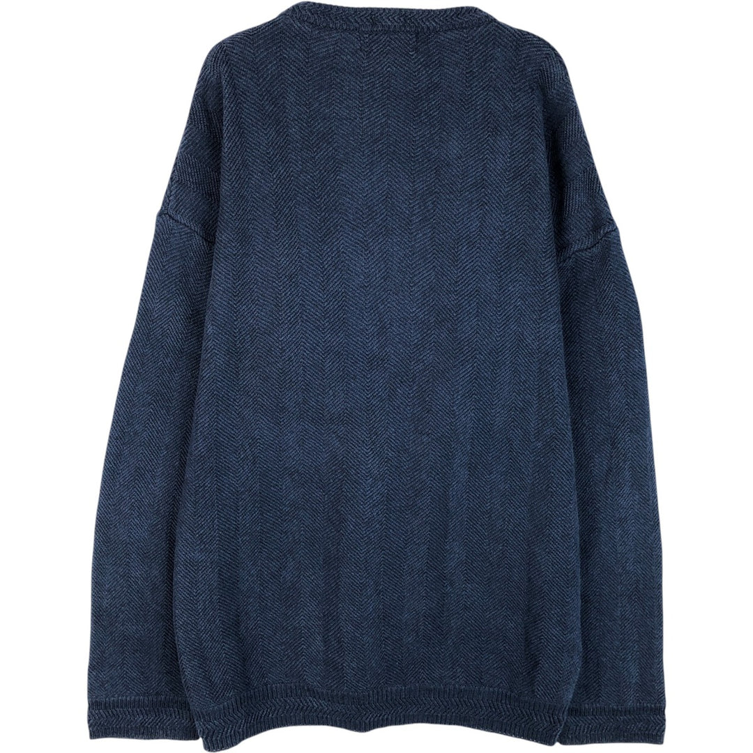 Ralph Lauren CHAPS Herringbone Cotton Knit Sweater Men's XL cotton navy blue type Vintage Second Hand