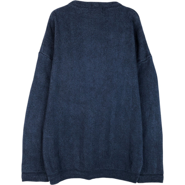Ralph Lauren CHAPS Herringbone Cotton Knit Sweater Men's XL cotton navy blue type Vintage Second Hand