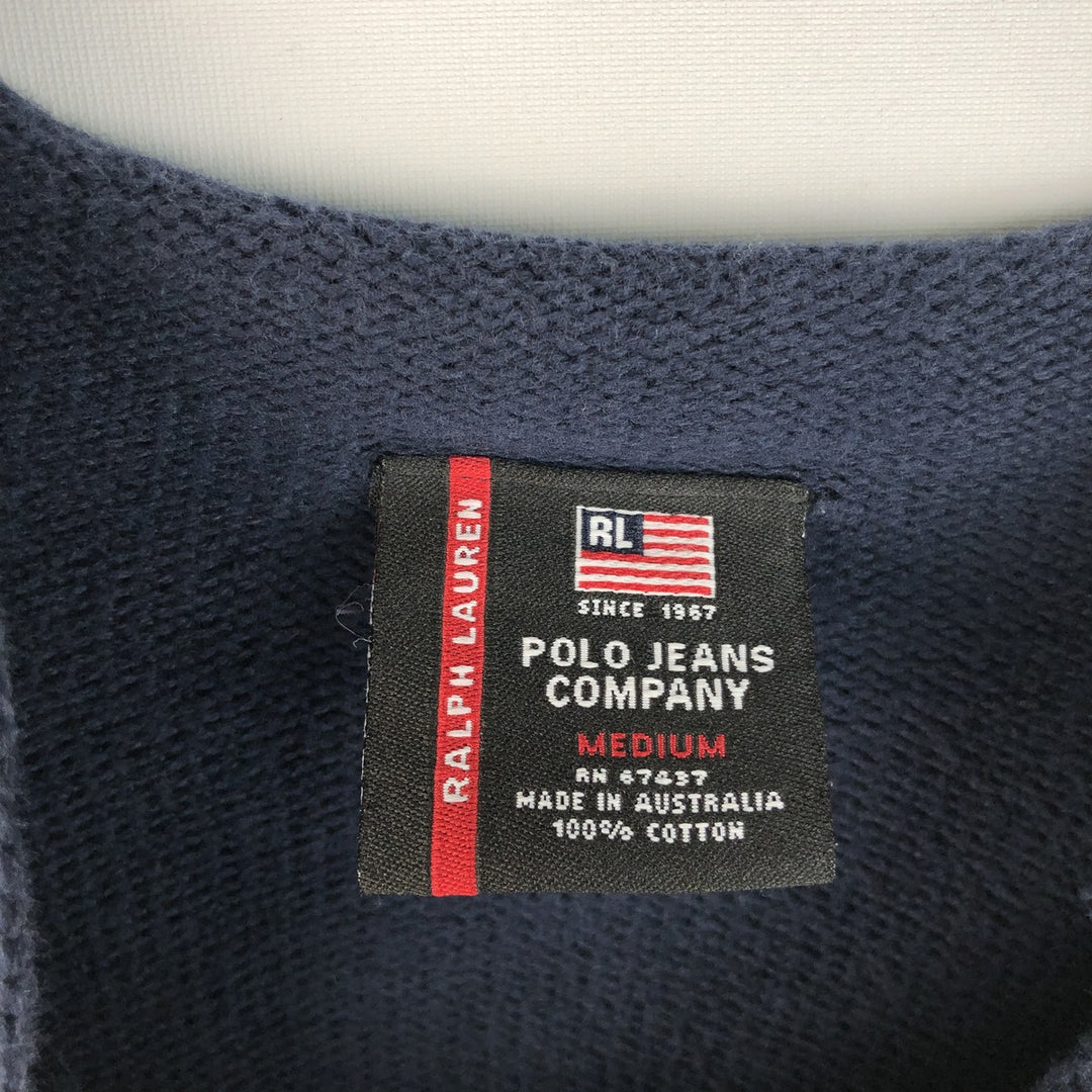 90s-00'S Ralph Lauren POLO JEANS COMPANY Roll Neck Ribbed Cotton Knit Sweater, Men's Size M (approx.) cotton navy blue type Vintage Second Hand