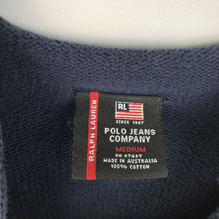 90s-00'S Ralph Lauren POLO JEANS COMPANY Roll Neck Ribbed Cotton Knit Sweater, Men's Size M (approx.) cotton navy blue type Vintage Second Hand