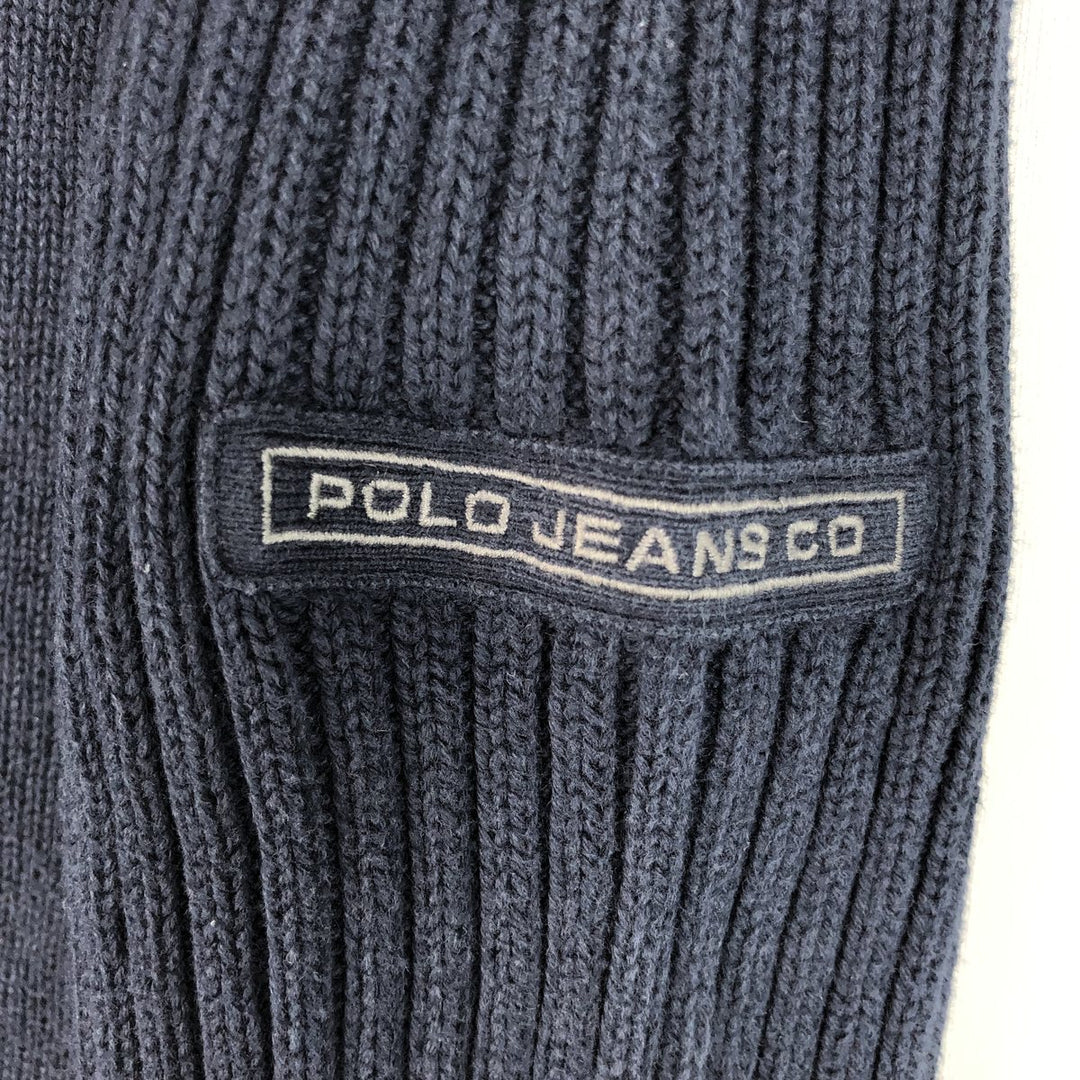 90s-00'S Ralph Lauren POLO JEANS COMPANY Roll Neck Ribbed Cotton Knit Sweater, Men's Size M (approx.) cotton navy blue type Vintage Second Hand
