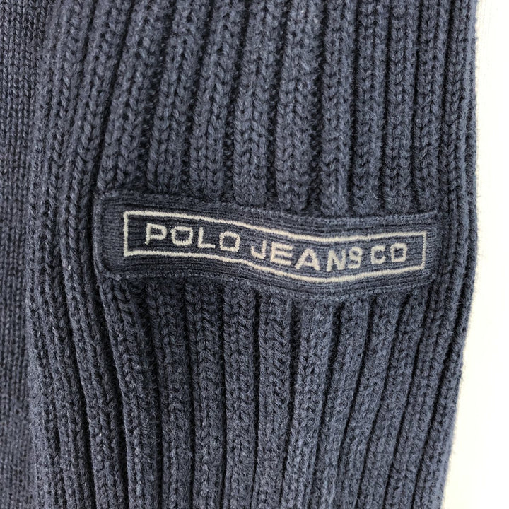 90s-00'S Ralph Lauren POLO JEANS COMPANY Roll Neck Ribbed Cotton Knit Sweater, Men's Size M (approx.) cotton navy blue type Vintage Second Hand