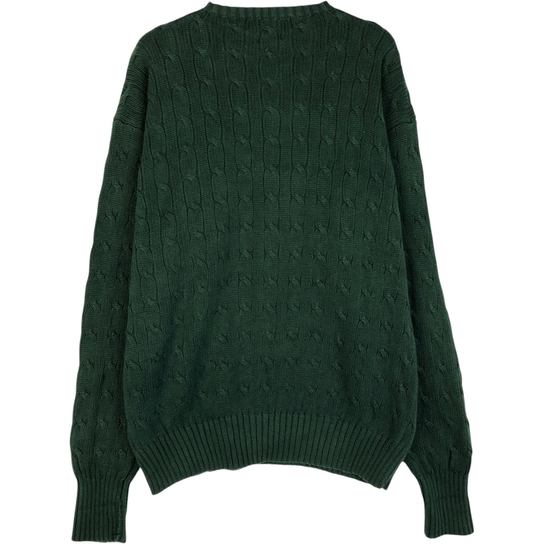 Ralph Lauren POLO GOLF Cable knit cotton sweater for men, size L cotton green type Vintage Second Hand