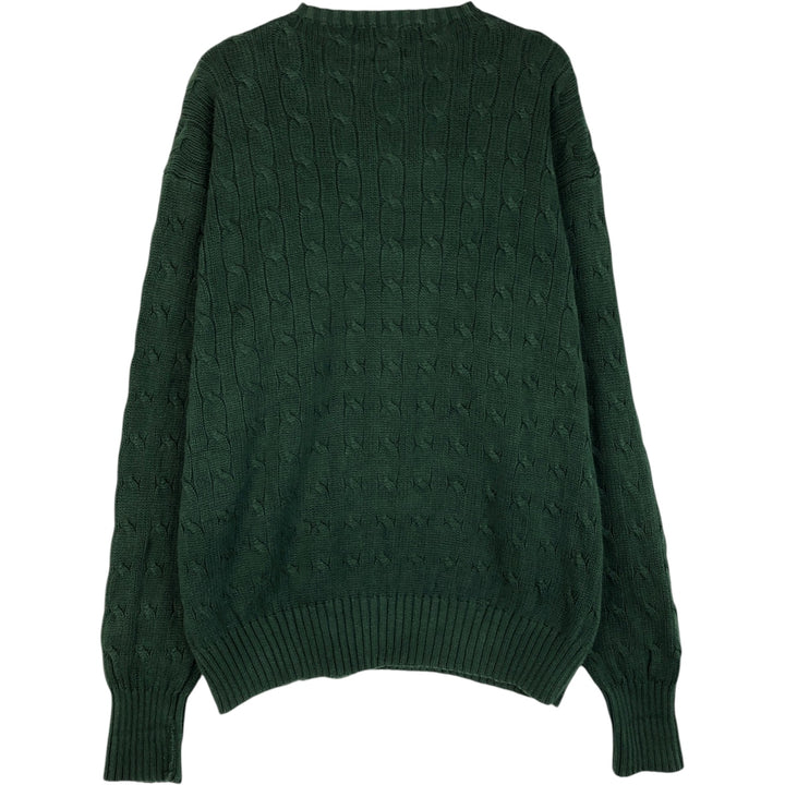 Ralph Lauren POLO GOLF Cable knit cotton sweater for men, size L cotton green type Vintage Second Hand