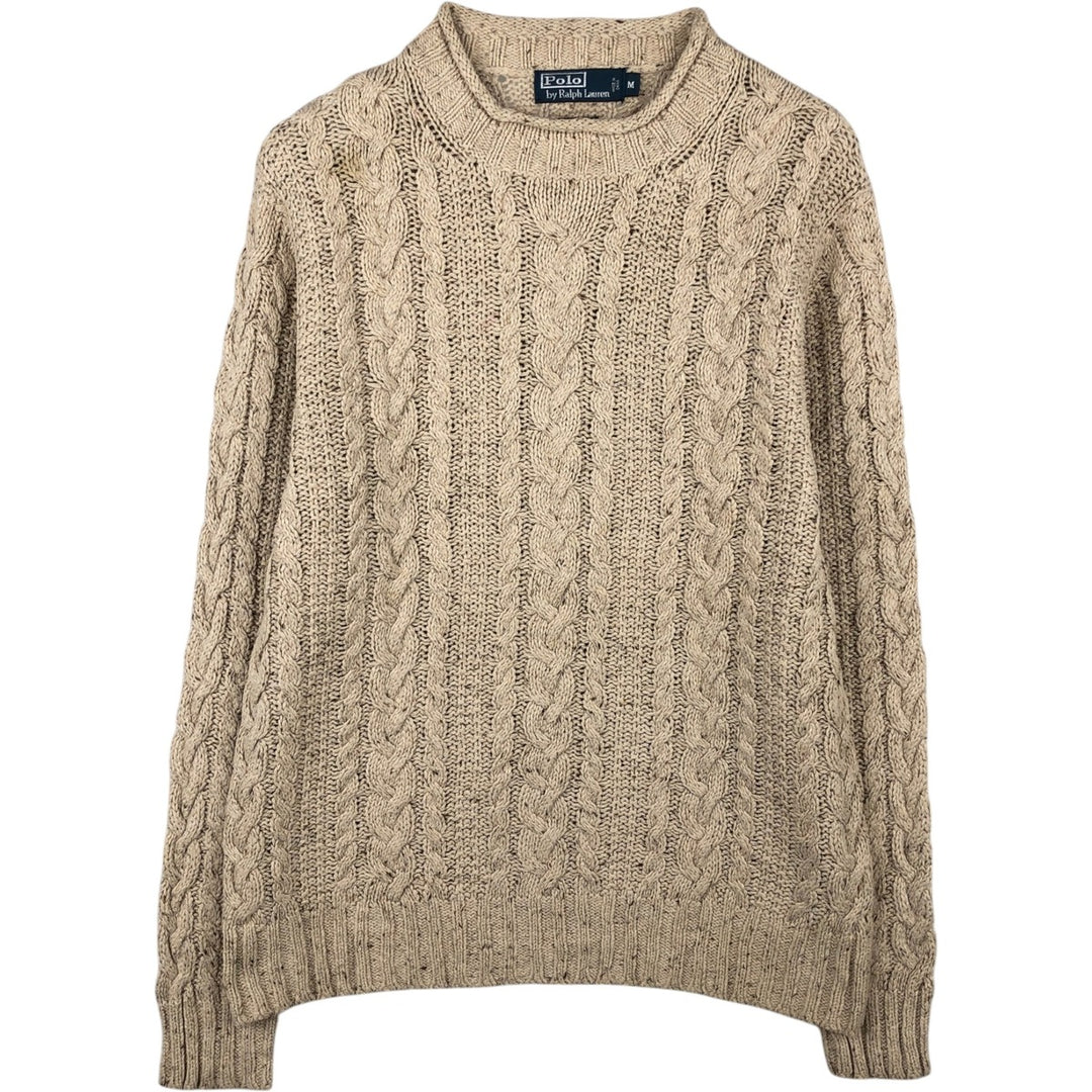 Ralph Lauren POLO by Ralph Lauren cable knit cotton sweater, men's size M cotton Beige type Vintage Second Hand