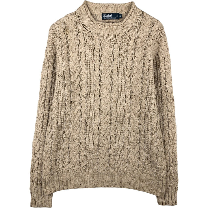 Ralph Lauren POLO by Ralph Lauren cable knit cotton sweater, men's size M cotton Beige type Vintage Second Hand