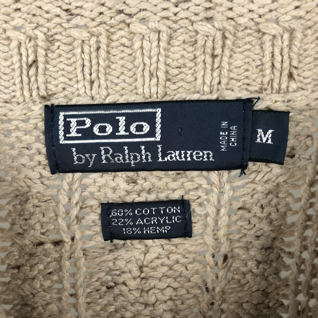 Ralph Lauren POLO by Ralph Lauren cable knit cotton sweater, men's size M cotton Beige type Vintage Second Hand