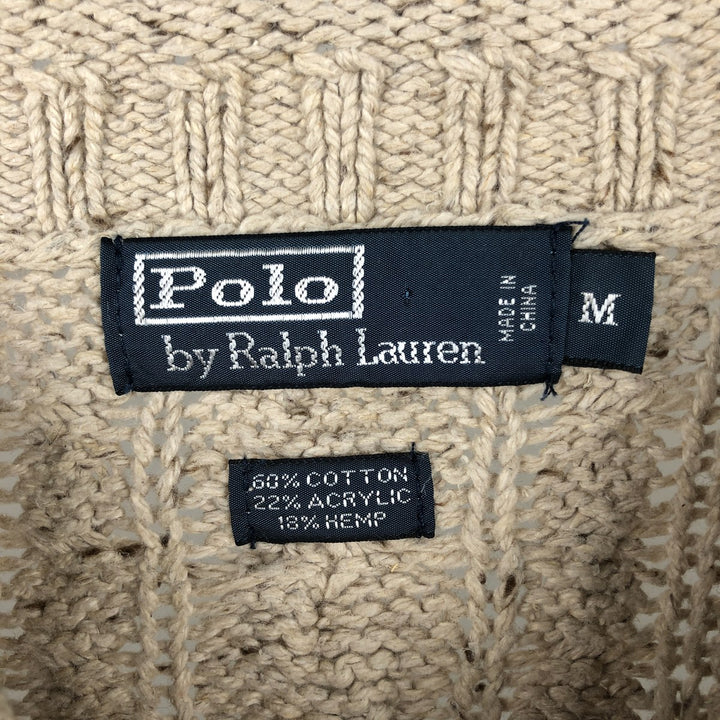 Ralph Lauren POLO by Ralph Lauren cable knit cotton sweater, men's size M cotton Beige type Vintage Second Hand