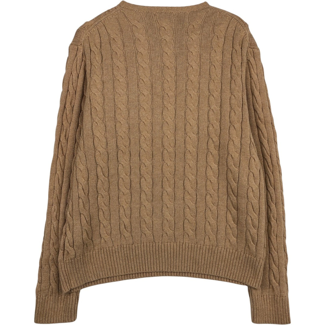 Ralph Lauren POLO RALPH LAUREN Cable knit cotton sweater Men's XL size cotton beige type brown Vintage Second Hand