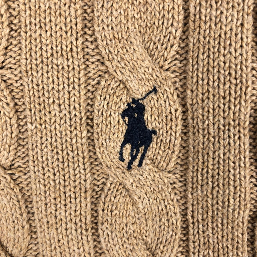 Ralph Lauren POLO RALPH LAUREN Cable knit cotton sweater Men's XL size cotton beige type brown Vintage Second Hand