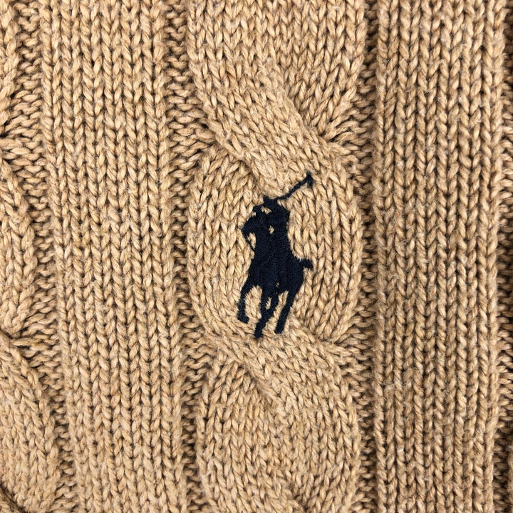 Ralph Lauren POLO RALPH LAUREN Cable knit cotton sweater Men's XL size cotton beige type brown Vintage Second Hand