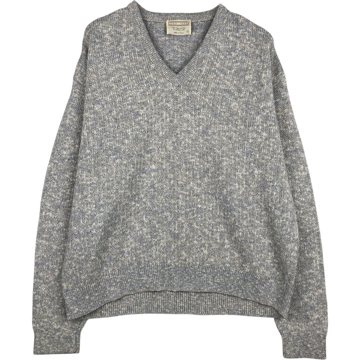 70s-80'S LORD JEFF V-neck cotton knit sweater, made in USA, men's size L equivalent, vintage. cotton gray type Vintage Second Hand