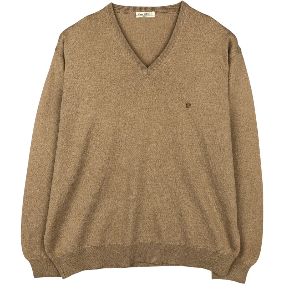 Pierre Cardin V-neck acrylic x wool knit sweater, made in Spain, men's size XXXL equivalent. wool Beige type Vintage Second Hand