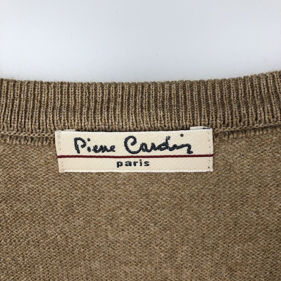 Pierre Cardin V-neck acrylic x wool knit sweater, made in Spain, men's size XXXL equivalent. wool Beige type Vintage Second Hand