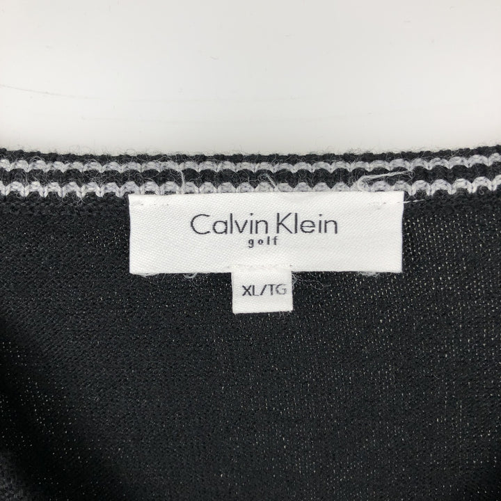 Calvin Klein Golf V-neck Merino Wool x Acrylic Knit Sweater, Men's Size XL (approx.) Merino wool black type Vintage Second Hand