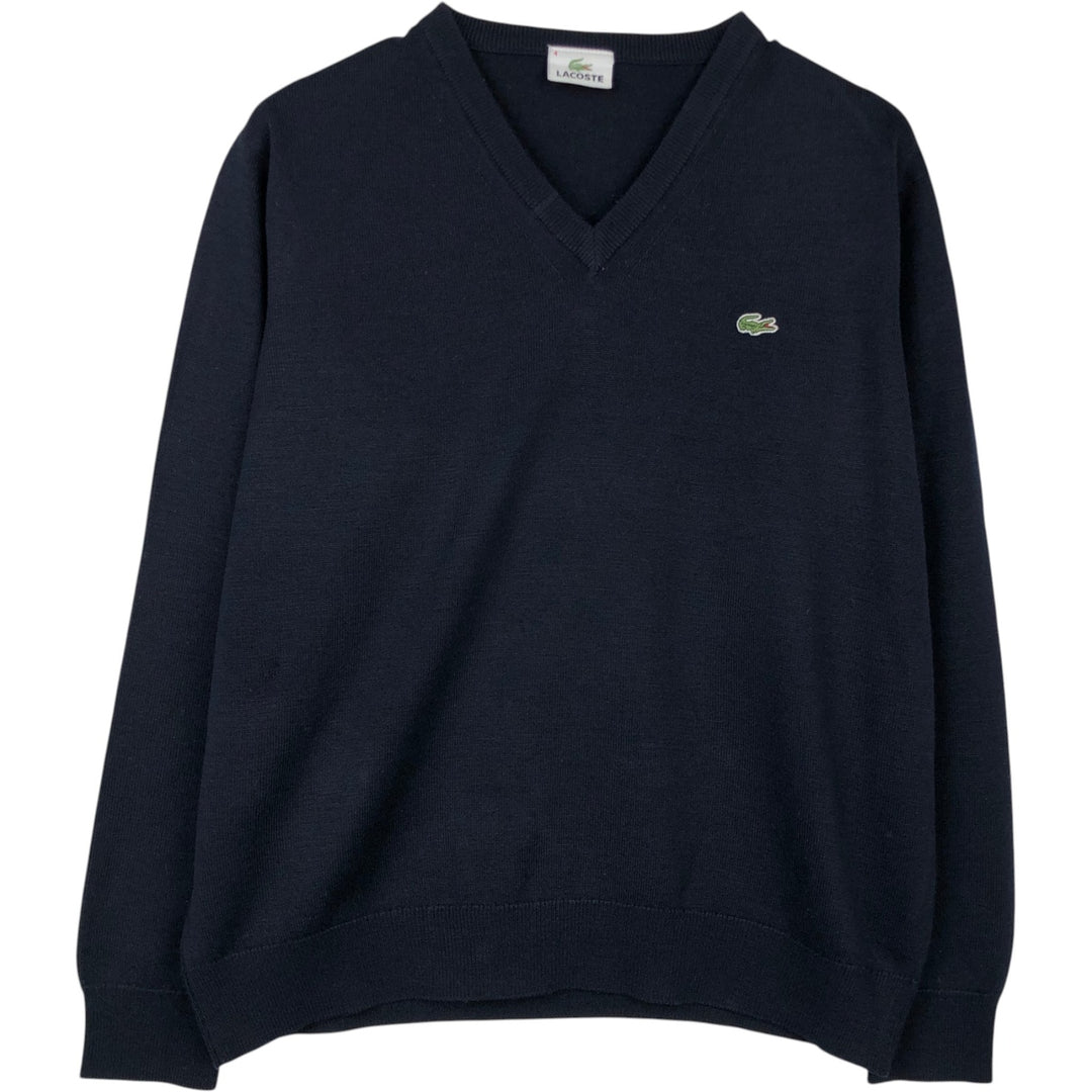 Lacoste V-neck acrylic and wool knit sweater, men's size M wool navy blue type Vintage Second Hand