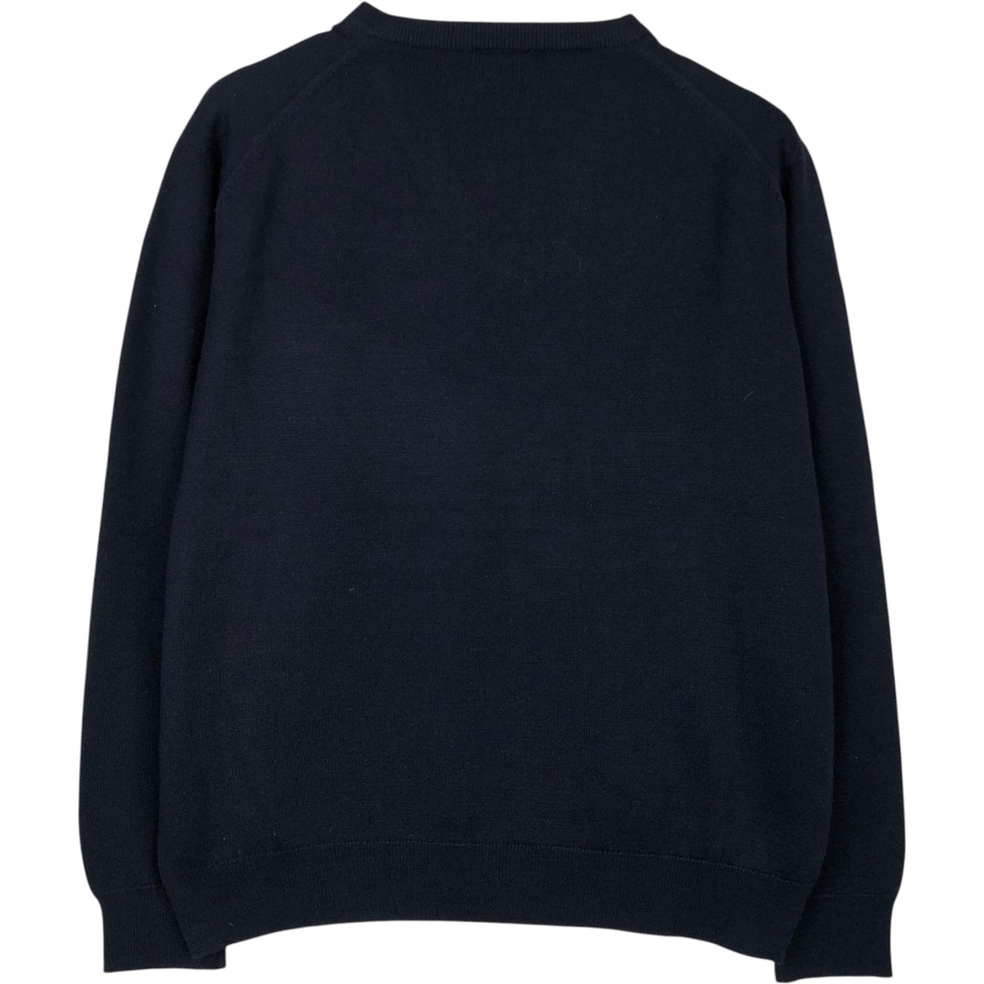 Lacoste V-neck acrylic and wool knit sweater, men's size M wool navy blue type Vintage Second Hand