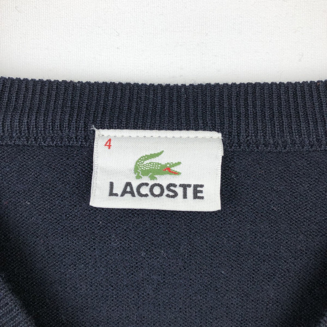 Lacoste V-neck acrylic and wool knit sweater, men's size M wool navy blue type Vintage Second Hand