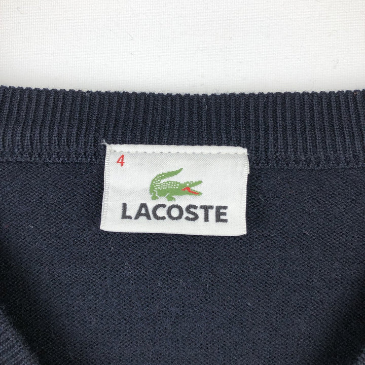 Lacoste V-neck acrylic and wool knit sweater, men's size M wool navy blue type Vintage Second Hand