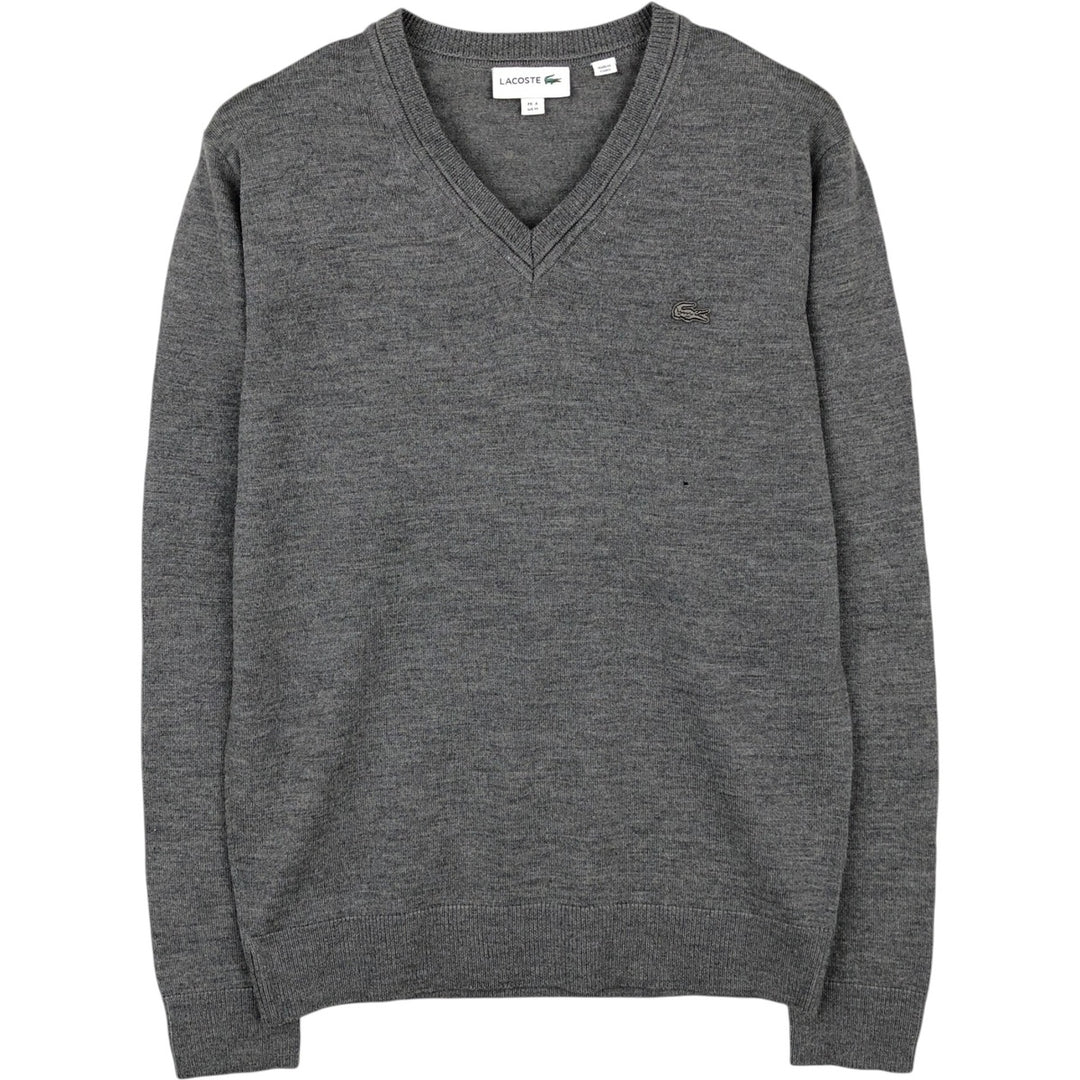 Lacoste V-neck wool knit sweater, men's size M (approx.) wool gray type Vintage Second Hand