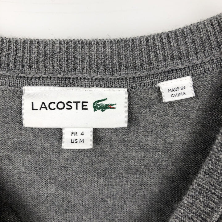 Lacoste V-neck wool knit sweater, men's size M (approx.) wool gray type Vintage Second Hand