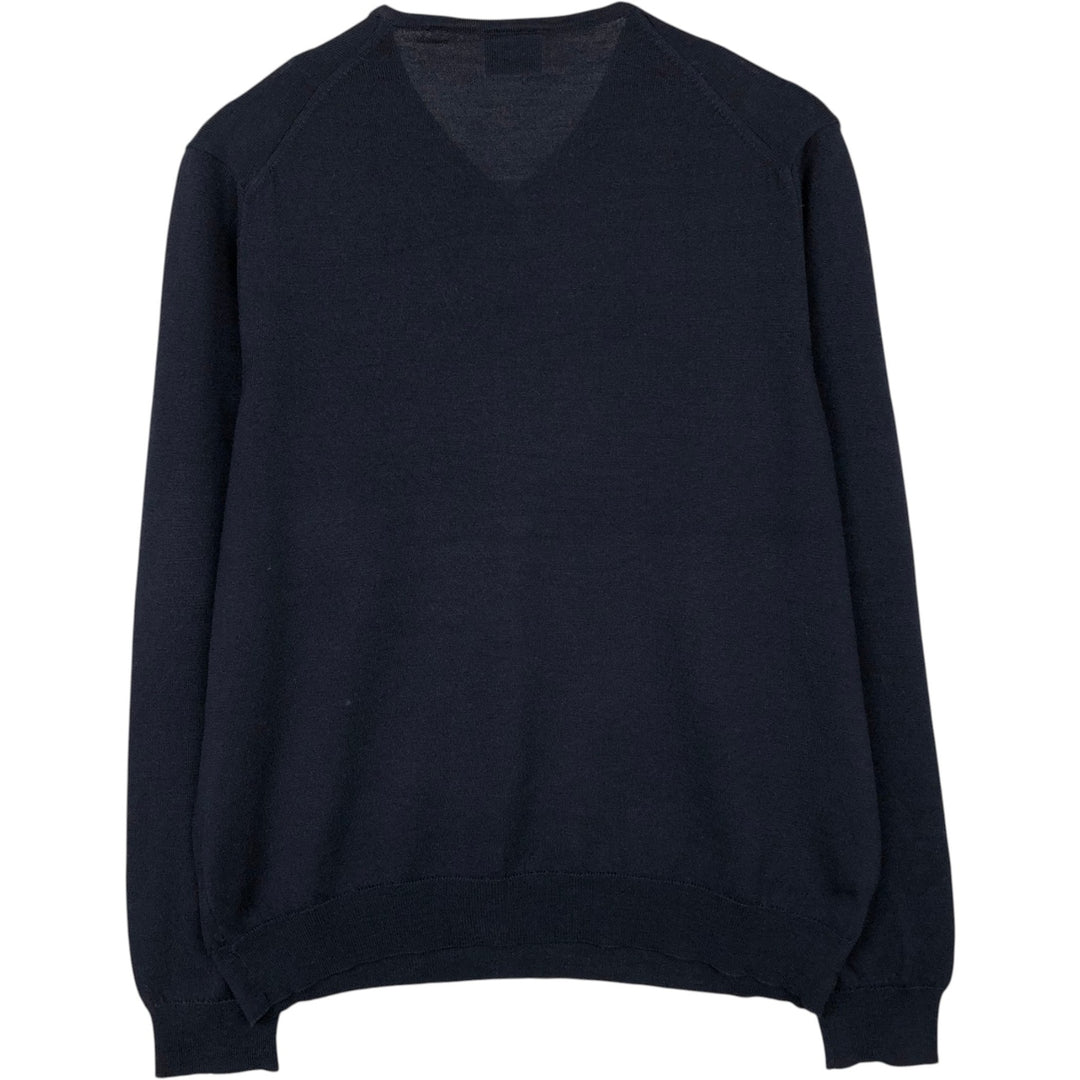 Lacoste V-neck wool knit sweater, made in Spain, men's size XL. wool navy blue type Vintage Second Hand