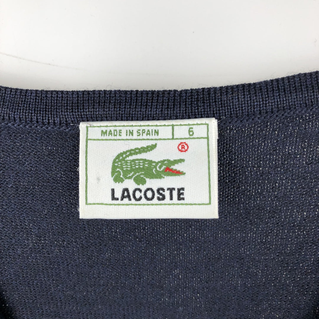 Lacoste V-neck wool knit sweater, made in Spain, men's size XL. wool navy blue type Vintage Second Hand