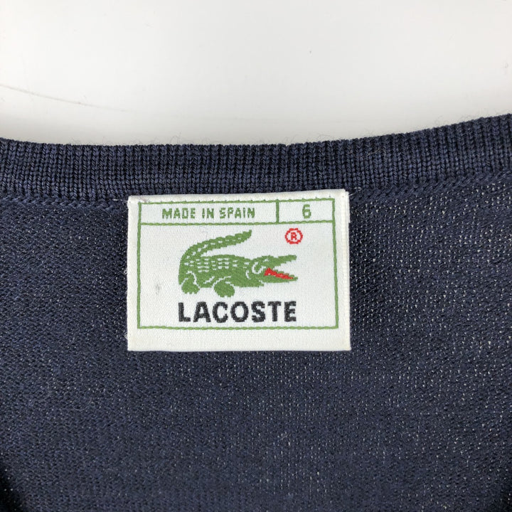 Lacoste V-neck wool knit sweater, made in Spain, men's size XL. wool navy blue type Vintage Second Hand