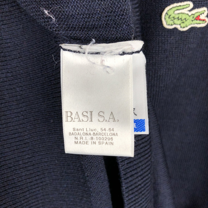 Lacoste V-neck wool knit sweater, made in Spain, men's size XL. wool navy blue type Vintage Second Hand