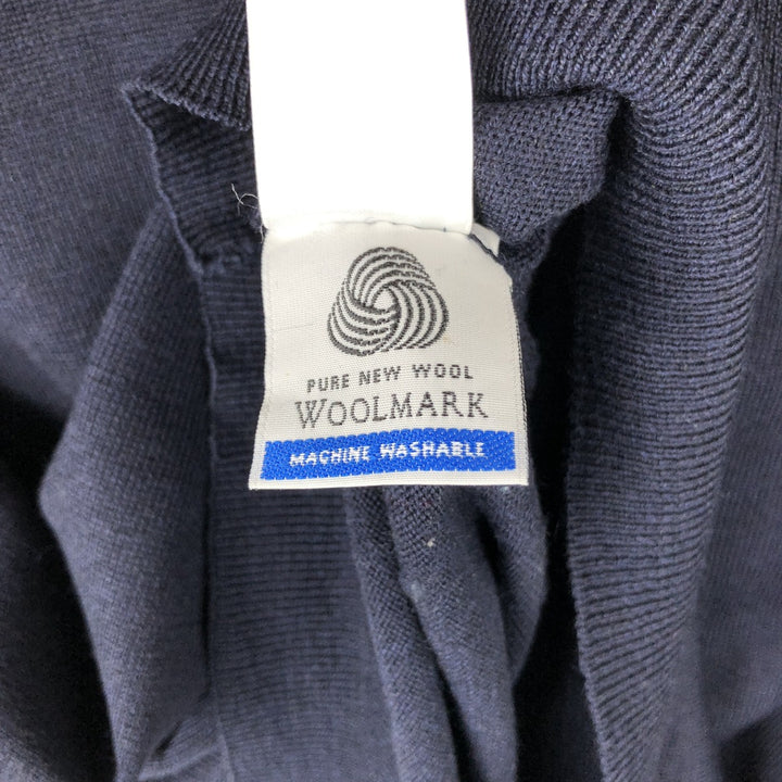 Lacoste V-neck wool knit sweater, made in Spain, men's size XL. wool navy blue type Vintage Second Hand